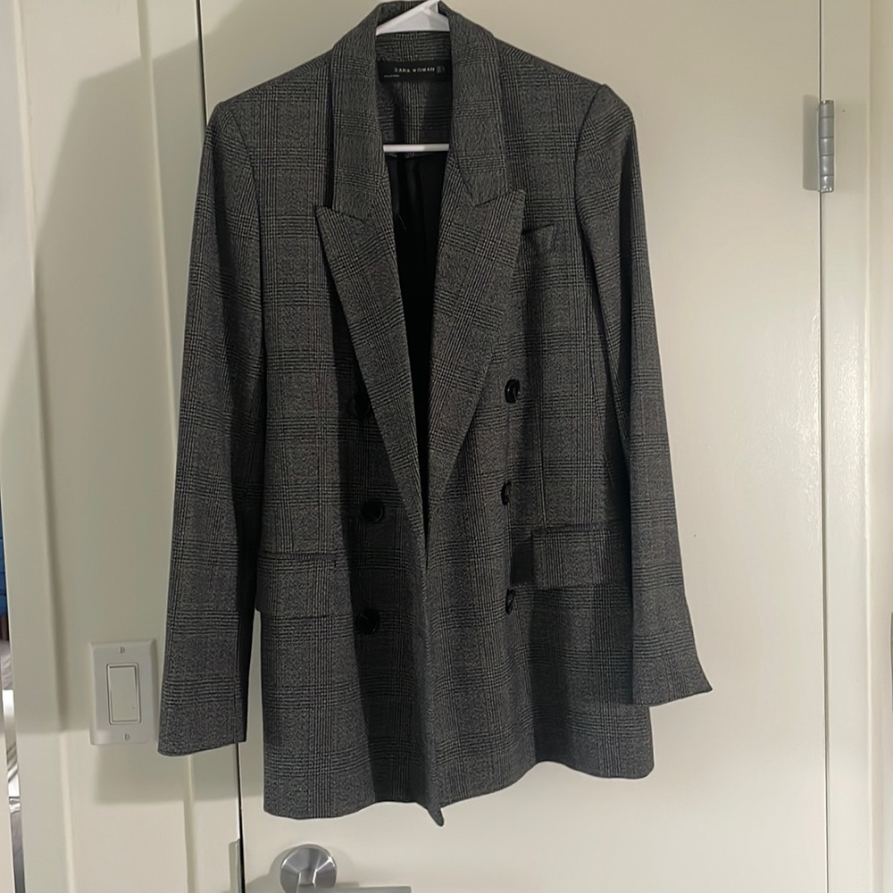Zara Women’s Blazer - Double Breasted with red detailing
